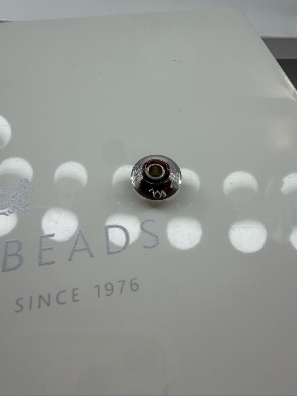 Trollbeads Murano Silver Core Glass Bead Maroon